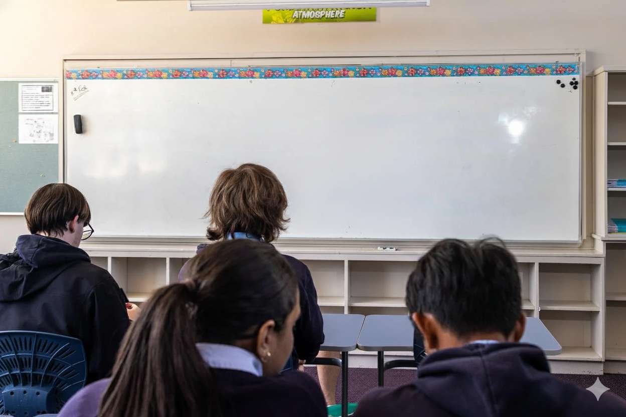 Symbolic chains on a school, representing indoctrination.